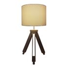 Abajur Tripé Base Madeira Vivare Md-2021 Cúpula Em Tecido 30x
