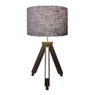 Abajur Tripé Base Madeira Vivare Md-2022 Cúpula Em Tecido 35x