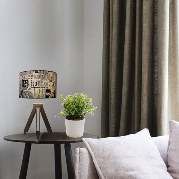 Abajur Tripé Base Madeira Vivare Md-2022 Cúpula Em Tecido 35x