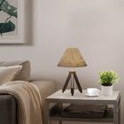 Abajur Tripé Base Madeira Vivare Md-2023 Cúpula Em Tecido 15x