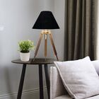 Abajur Tripé Base Madeira Vivare Md-2025 Cúpula Em Tecido 15x