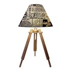 Abajur Tripé Base Madeira Vivare Md-2025 Cúpula Em Tecido 15x