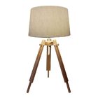 Abajur Tripé Base Madeira Vivare Md-2026 Cúpula Em Tecido 27x
