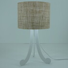 Abajur Tripé Branco Com Tecido Linho