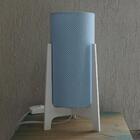 Abajur Tripé Branco E Cúpula Poá Azul E Branco 32 Cm X 15 Cm