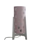 Abajur Tripé Madeira Branca E Cúpula Tecido Rosa Vazado