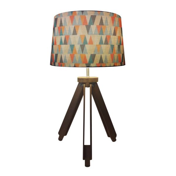 Abajur Tripe Madeira Md-2011 Cupula Tecido 20/27x30cm Piramid