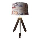 Abajur Tripe Madeira Md-2011 Cupula Tecido 20/27x30cm Vintage