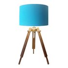 Abajur Tripe Madeira Md-2015 Cúpula Em Tecido 35x25cm Azul Tu