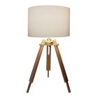 Abajur Tripe Madeira Md-2015 Cúpula Em Tecido 35x25cm Branco