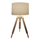 Abajur Tripe Madeira Md-2015 Cúpula Em Tecido 35x25cm Linho B