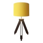 Abajur Tripe Madeira Md-2021 Cúpula Em Tecido 30x25cm Amarelo