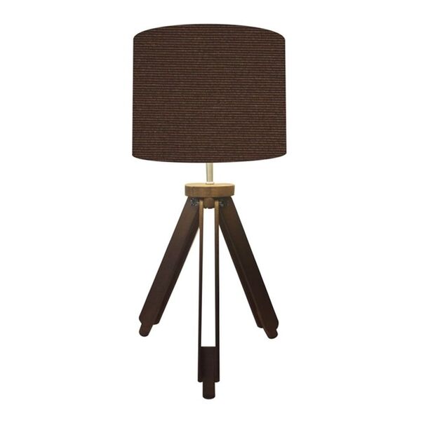Abajur Tripe Madeira Md-2021 Cúpula Em Tecido 30x25cm Café -