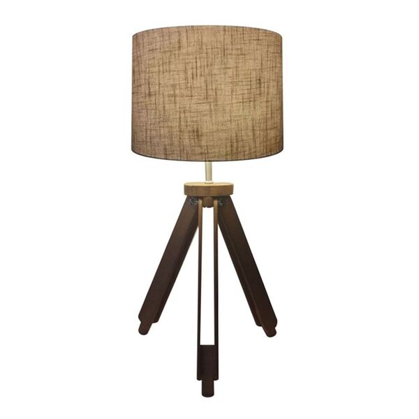 Abajur Tripe Madeira Md-2021 Cúpula Em Tecido 30x25cm Rustico