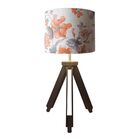 Abajur Tripe Madeira Md-2021 Cupula Tecido 30x25cm Flor Laran