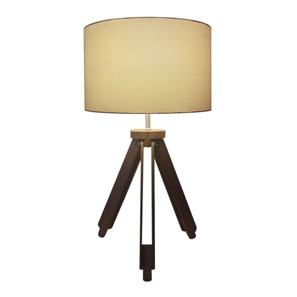 Abajur Tripe Madeira Md-2022 Cúpula Em Tecido 35x25cm Algodão