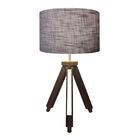 Abajur Tripe Madeira Md-2022 Cúpula Em Tecido 35x25cm Cinza -