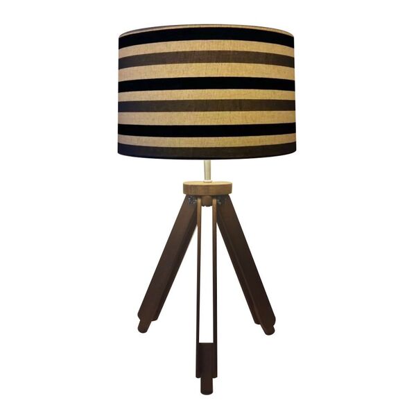 Abajur Tripe Madeira Md-2022 Cupula Tecido 35x25cm Listra Pre