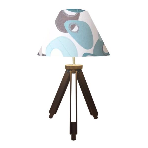 Abajur Tripe Madeira Md-2023 Cupula Tecido 25/15x40cm Estampa