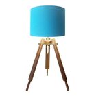 Abajur Tripe Madeira Md-2024 Cúpula Em Tecido 30x25cm Azul Tu