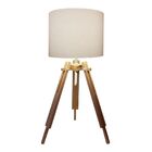 Abajur Tripé Madeira Md-2024 Cúpula Em Tecido - Branca - 127/