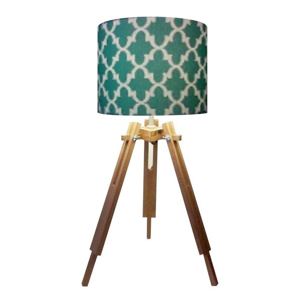 Abajur Tripe Madeira Md-2024 Cupula Tecido 30x25cm Estampa Ve