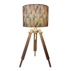 Abajur Tripe Madeira Md-2024 Cupula Tecido 30x25cm Piramides