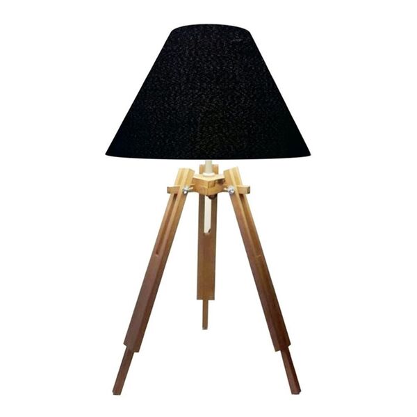 Abajur Tripe Madeira Md-2025 Cúpula Em Tecido 25/15x40cm Pret