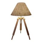 Abajur Tripe Madeira Md-2025 Cúpula Em Tecido 25/15x40cm Rust