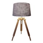 Abajur Tripe Madeira Md-2026 Cúpula Em Tecido 20/27x30cm Cinz