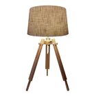 Abajur Tripe Madeira Md-2026 Cúpula Em Tecido 20/27x30cm Rust