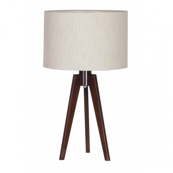 Abajur Tripé Mesa Cúpula Redondo Trippe Imbuia Madelustre