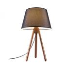 Abajur Trippé Madeira Castanho Cúpula Preta