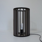 Abajur Tubular Grande Bege Laca E Preto