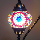 Abajur Turco Mosaico Metal E Vidro Mesclado Star Bivolt 40cm