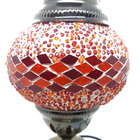 Abajur Turco Mosaico Metal Vidro Vermelho Bivolt 28 Cm Mc2