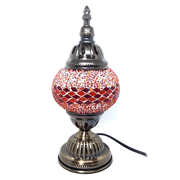 Abajur Turco Mosaico Metal Vidro Vermelho Bivolt 28 Cm Mc2