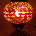 Abajur Turco Mosaico Metal Vidro Vermelho Bivolt 28 Cm Mc2