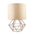 Abajur Vesper Diamante Cobre Cúpula Natural