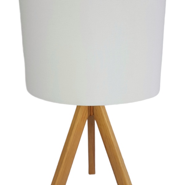 Abajur Wooden Arrow Madeira Natural Cúpula Branca