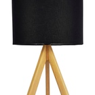 Abajur Wooden Arrow Madeira Natural Cúpula Preta