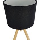 Abajur Wooden Arrow Madeira Natural Cúpula Preta