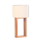 Abajur Wooden Frame Madeira Natural Cúpula Cru