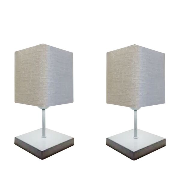 Abajures Quadrados Md-2008br Cúpula Tecido Cinza