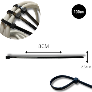 Foto de Abraçadeira Nylon Enforca 2,5 X 80mm Kit C/ 100 Un Cinta Plás