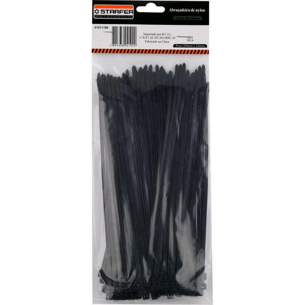 Abraçadeira Nylon Preta 300x4,8 c/100 - Starfer