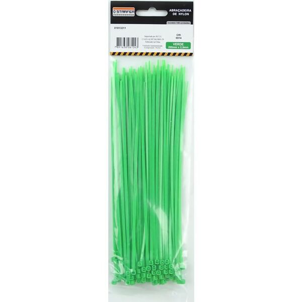Abraçadeira Nylon Verde 150x3,6mm com 100 unidades - Starfer