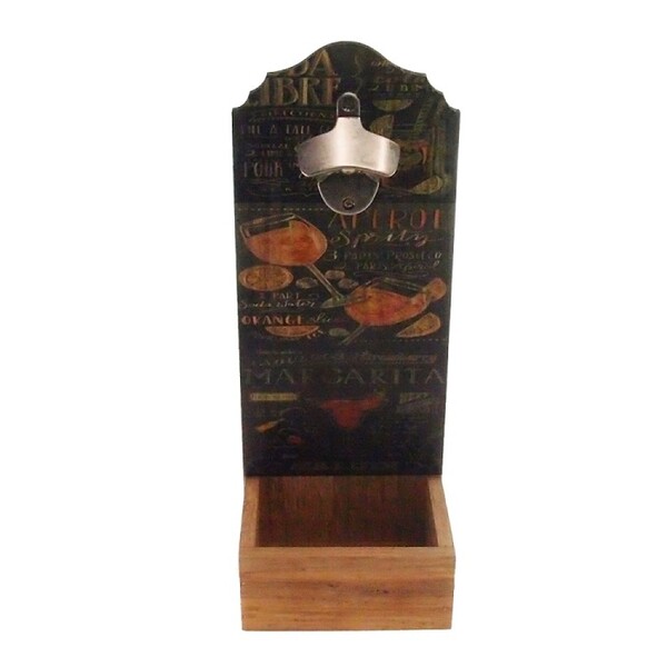 Abridor De Garrafa Parede Personalizado Black Perol Madeira