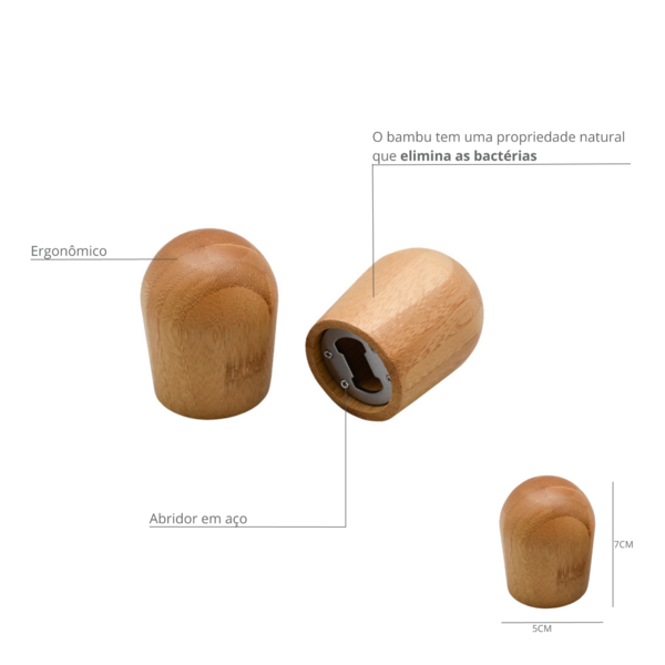 Abridor De Garrafas Oikos Em Bambu Natural Minimalista