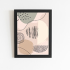 Abstrato Arte Bege Minimalista Quadro Moldura Preta 60x40cm